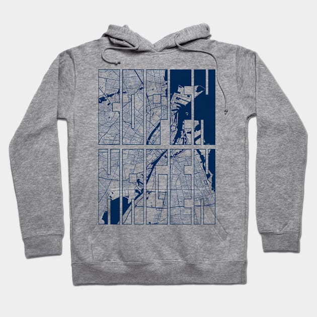 Copenhagen, Denmark City Map Typography - Coastal Hoodie by deMAP Studio